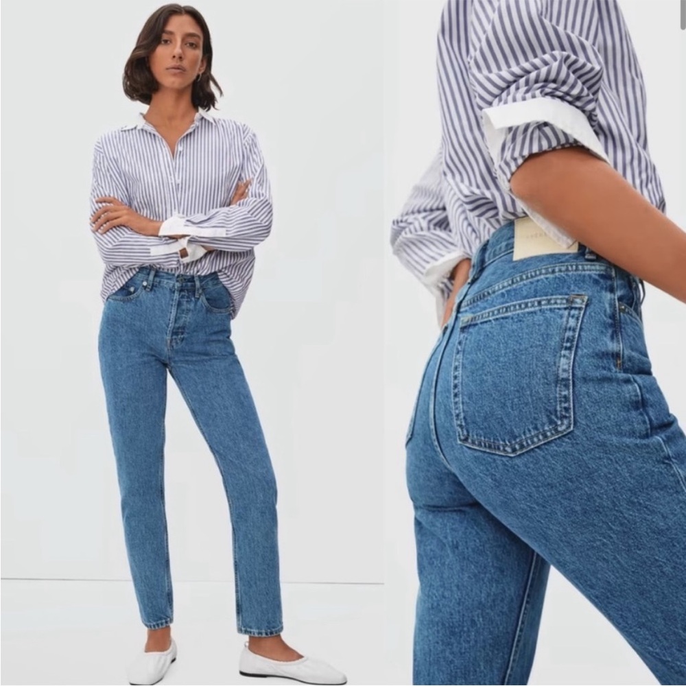 Everlane The Curvy 90s Cheeky Straight Leg High Rise Crop Jean Vintage Blue 25